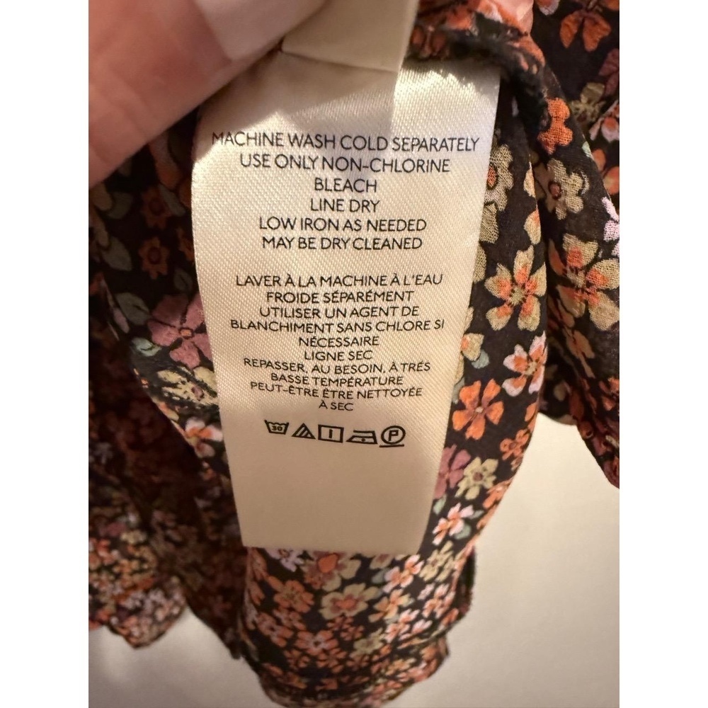 Free People Mini Dress Womens Size M Black Multi Floral Puff Sleeve Bohemian EUC - Picture 8 of 11